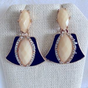 Gold-tone Brass and crystal and resin earrings